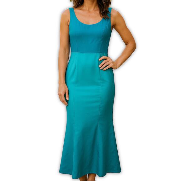 Vintage 60s Blue Sateen Maxi Dress Evening Gown Size Small - Picture 1 of 11